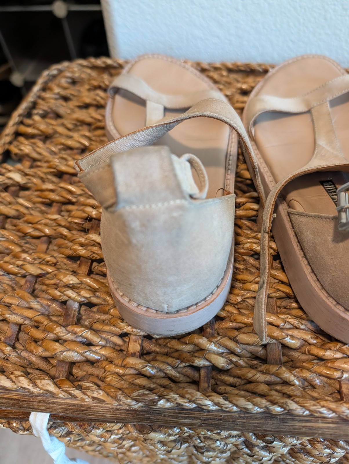 Ann Demeulemeester 36 1/2 Beige Leather Sandals Made In Italy