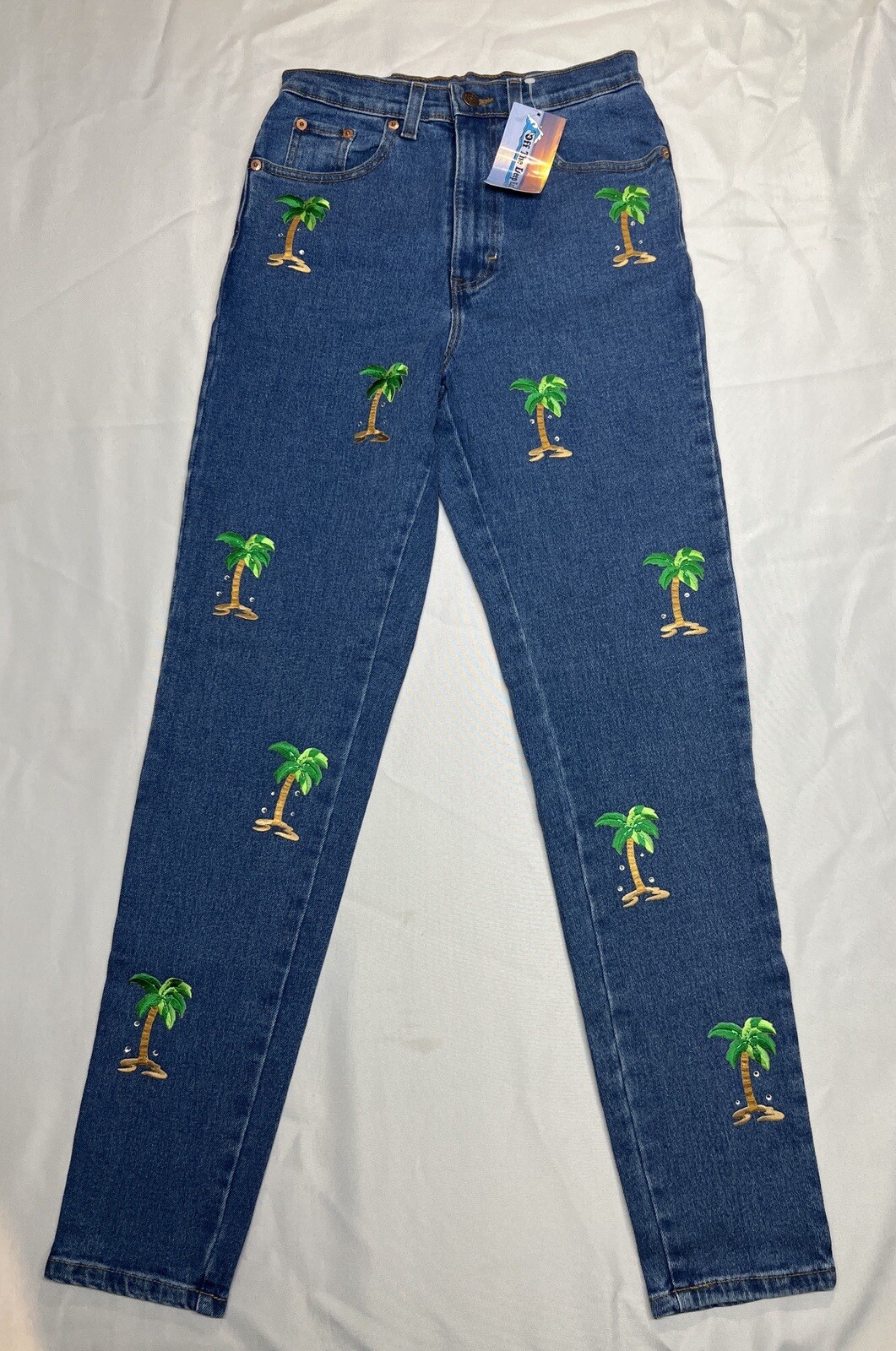 Vtg 1980’s/90’s Jordache Women’s Palm Tree Embroidered Denim Jeans Size 8 New