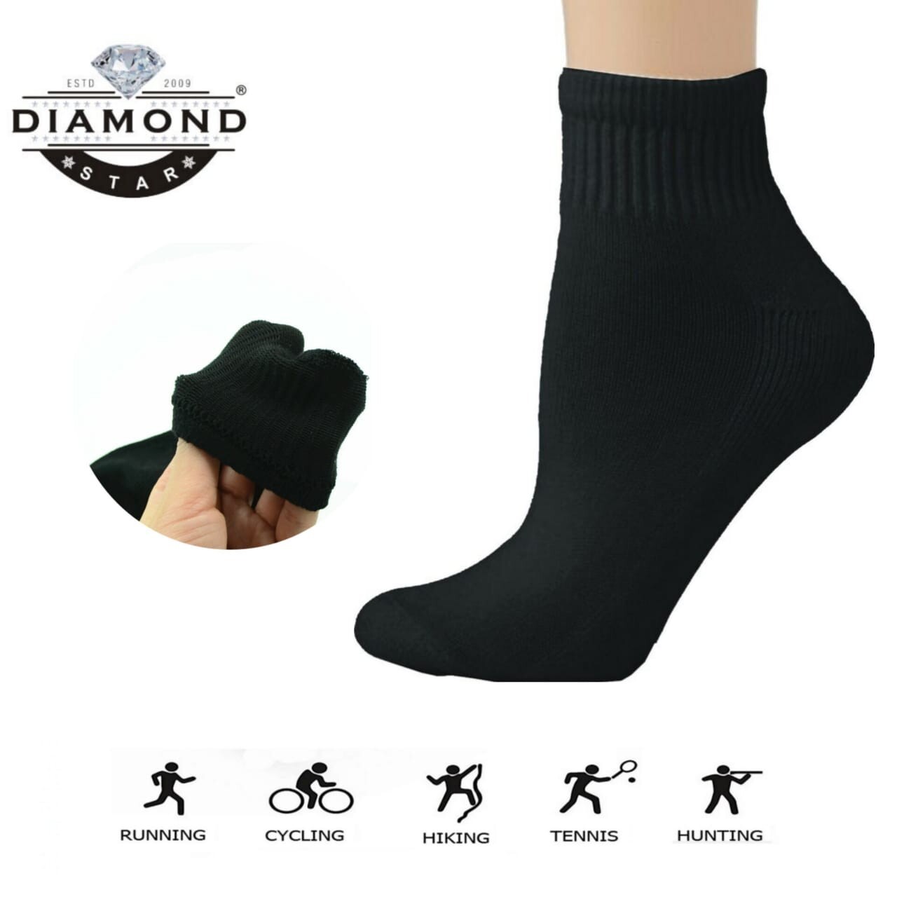 12 Pairs Men Black Ankle/Quarter Socks Half Cushion Comfort Cotton Size 10-13