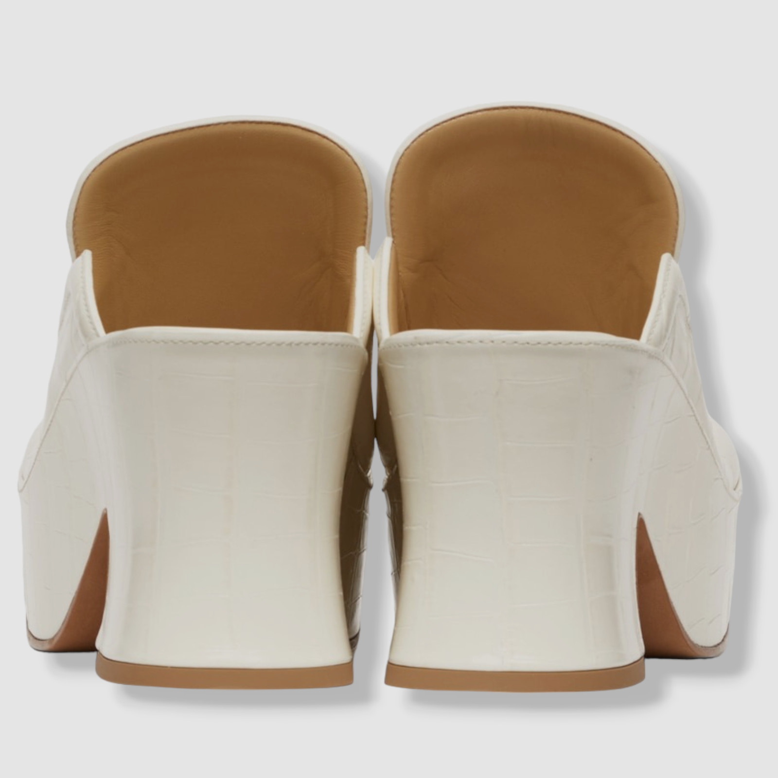 $1150 Bottega Veneta Women’s White Croc Wedge Heel Sandal Shoes Size EU 37/US 7