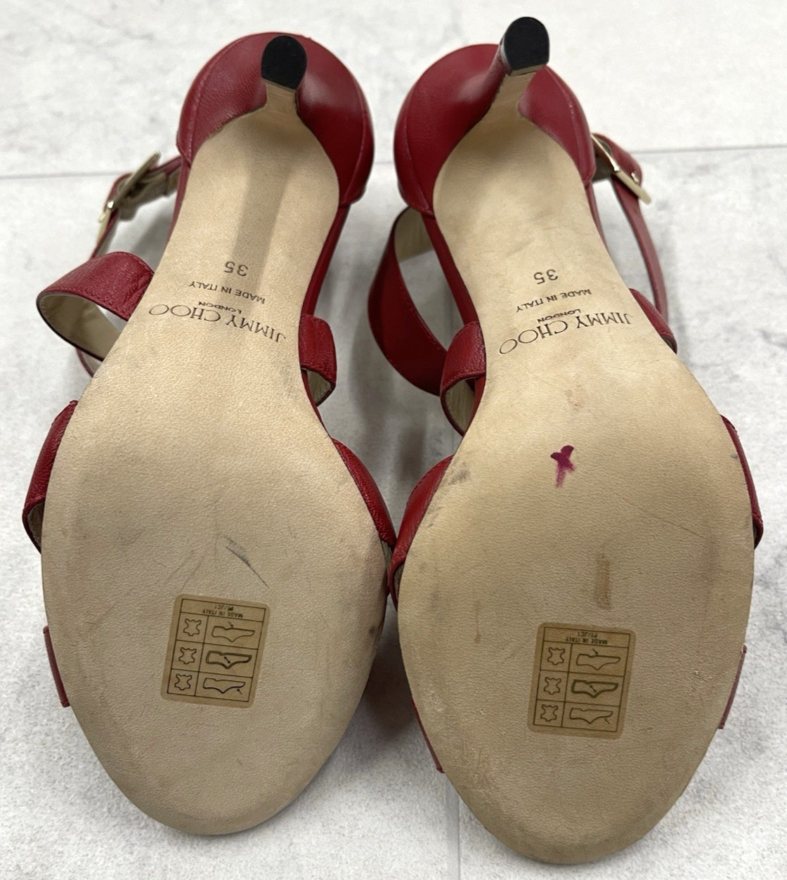 New Jimmy Choo Lottie Red Leather Heel Sandal In Red Size:35 (US 5)