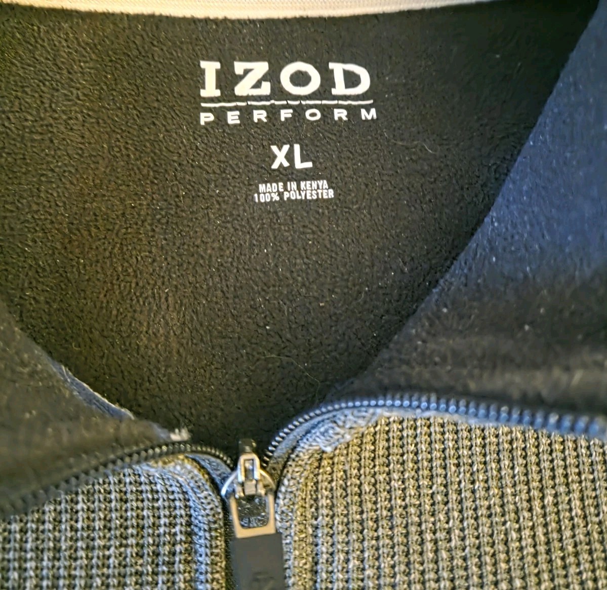 Izod Perform Jacket Mens XL Gray Black Full Zip Thermal Fleece Outdoor Athletic