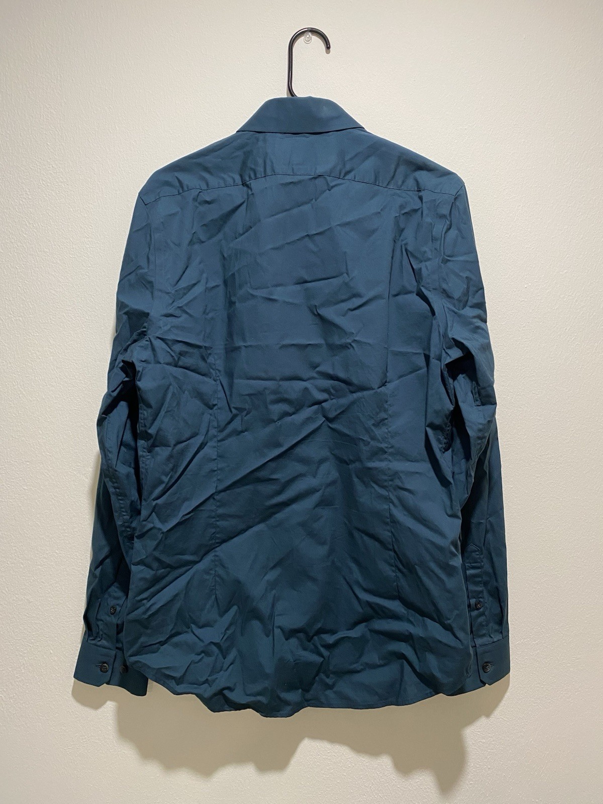 Express 1MX Fitted Blue Solid Long Sleeve Button Dress Shirt M 15-15 1/2