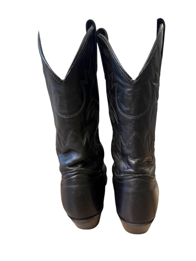 Vintage J Chisholm Black Leather Cowboy Boot Women size 6.5