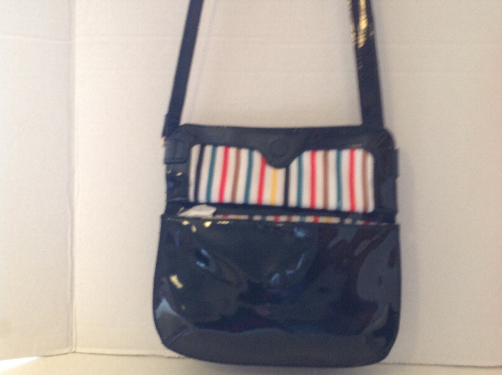 Steve Madden PU Synthetic Leather Crossbody Bag Shoulder Purse Shinny Black