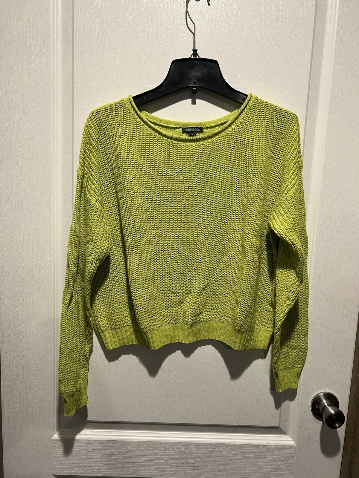 Ambiance Green Solid Knit Crew Neck Long Sleeve Pullover Sweater Juniors M
