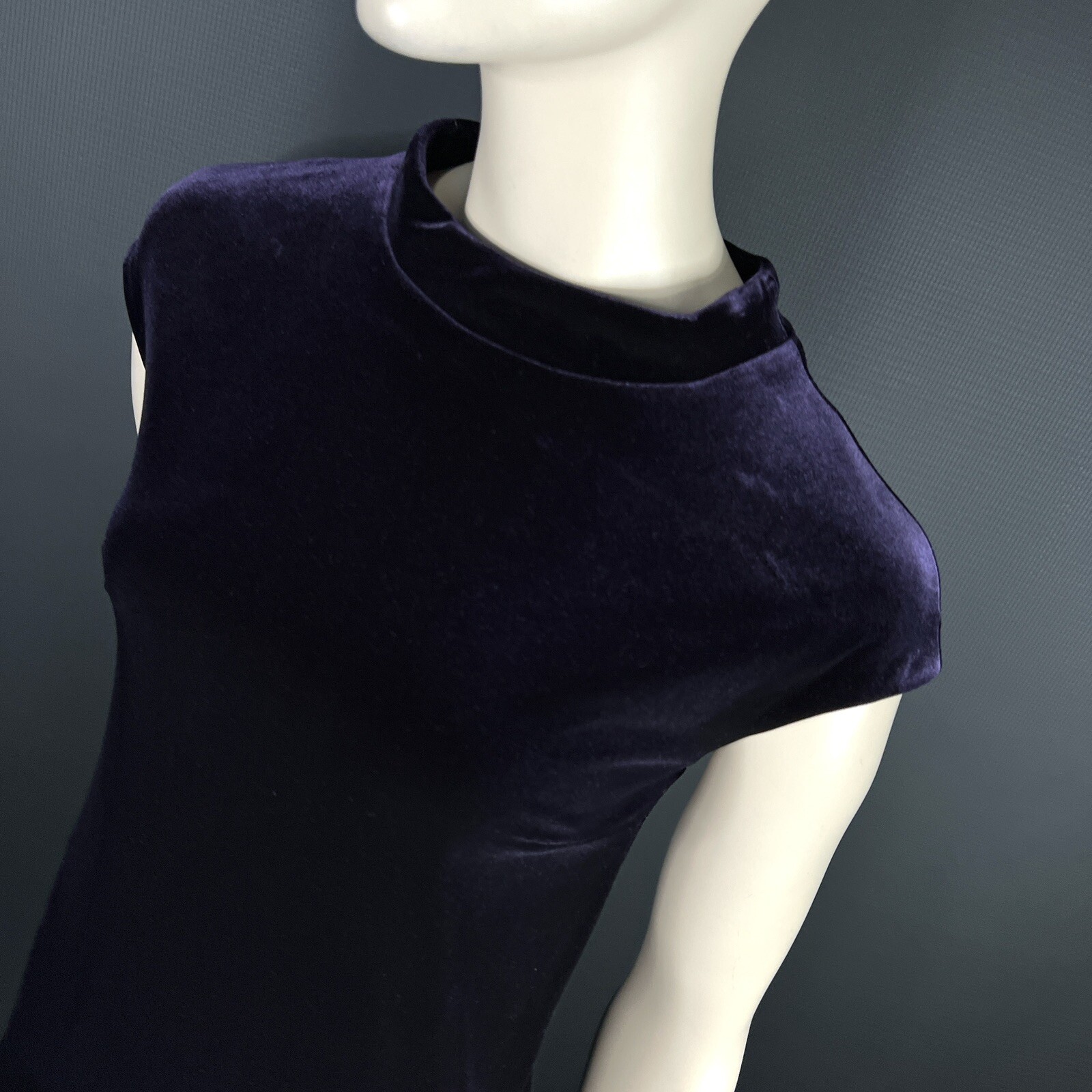 Phase Eight Joelle Dress 10 Purple Velvet Shift High Neck Cocktail Wedding Guest