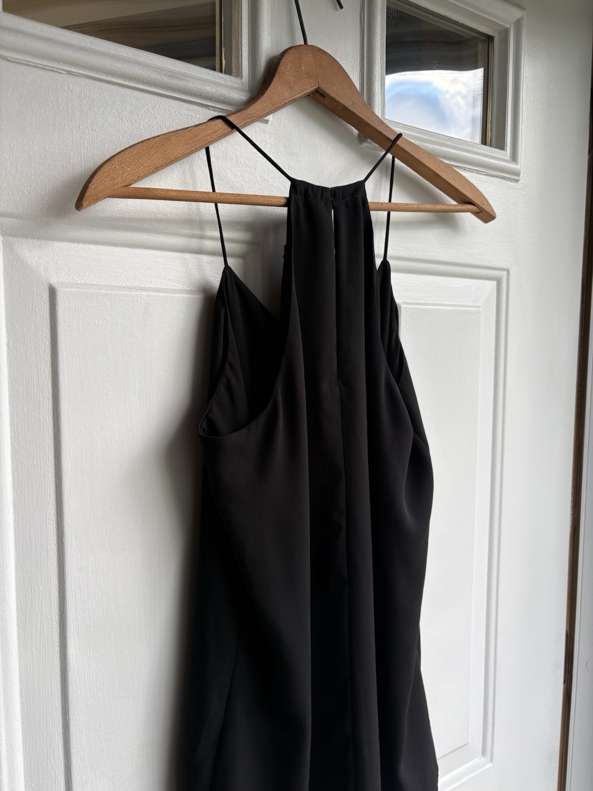 Express Women’s S Black Chiffon Flowy V-Neck Button Pleated Camisole Top