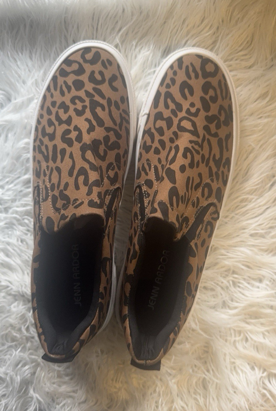 JENN ARDOR Women’s Slip-On Low Top Sneaker Leopard Print Brown Black White
