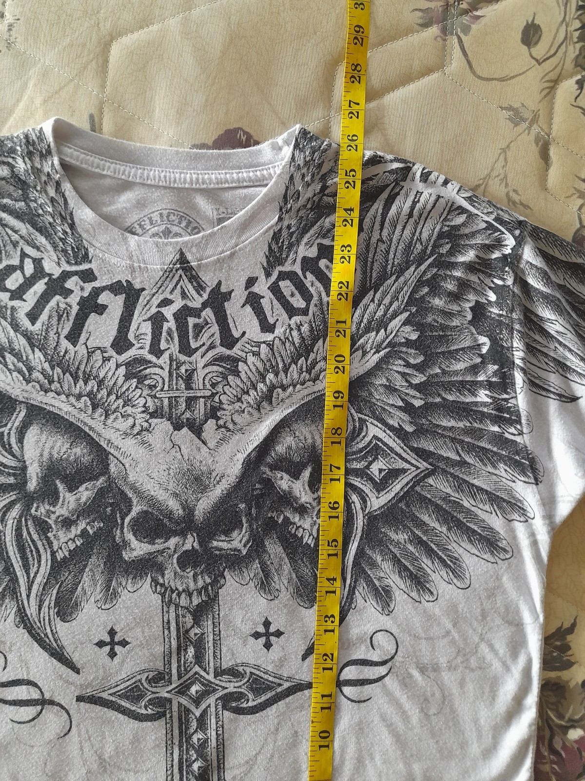 Affliction Men’s Widowmaker Graphic T-Shirt Short Sleeve XL White Gray