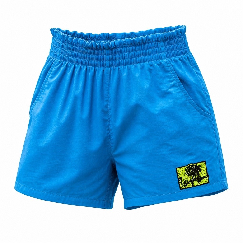 Vintage Sunset Beach Aqua Nylon Swim Shorts Made in USA Retro Surf Size M