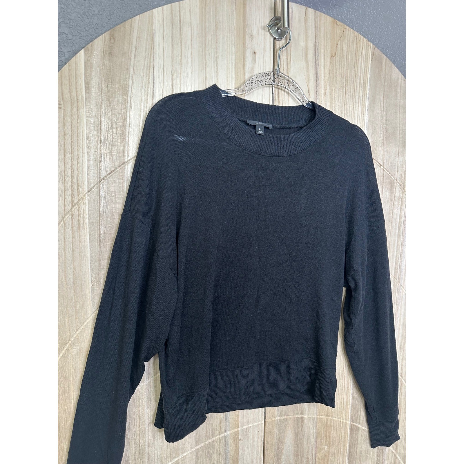 J.Crew Womens Black Crewneck super cozy mock neck Pullover Casual Top Sweatshirt