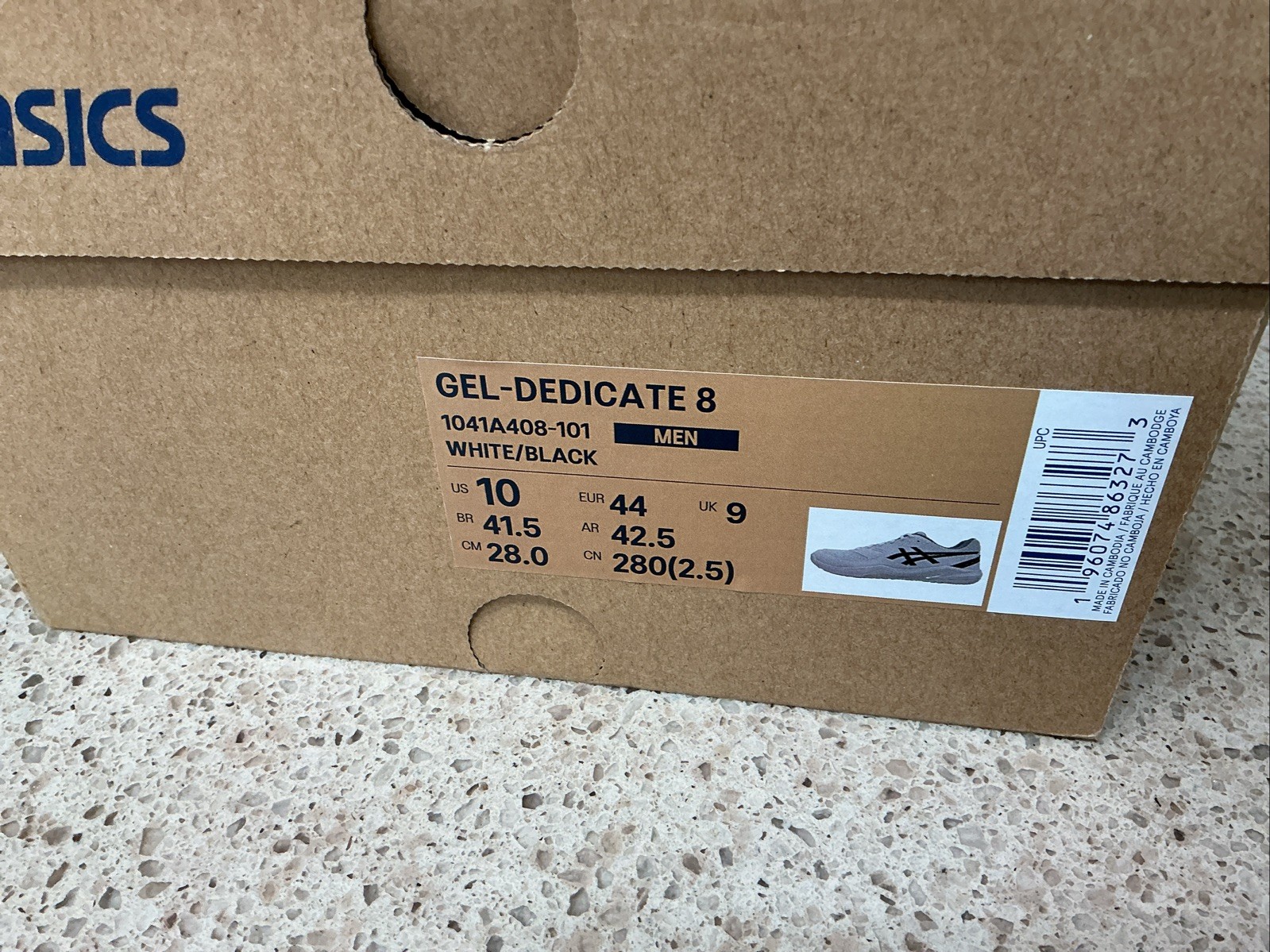 Mens Asics Gel-Dedicate 8 Sneakers Size 10 White/Black 1041A408-101 Shoes New