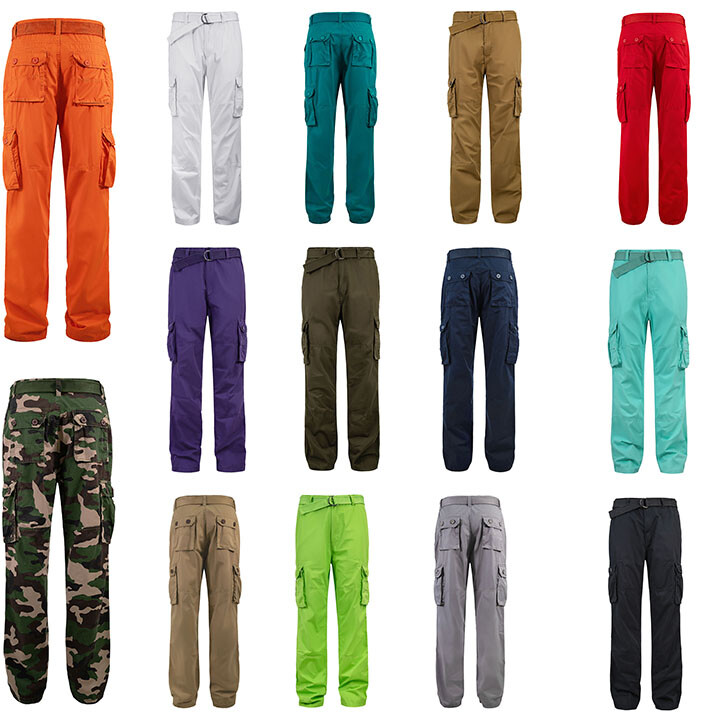 Men’s Essential Trousers Multi Pockets Washed Twill Work Cargo Pants 41342EY