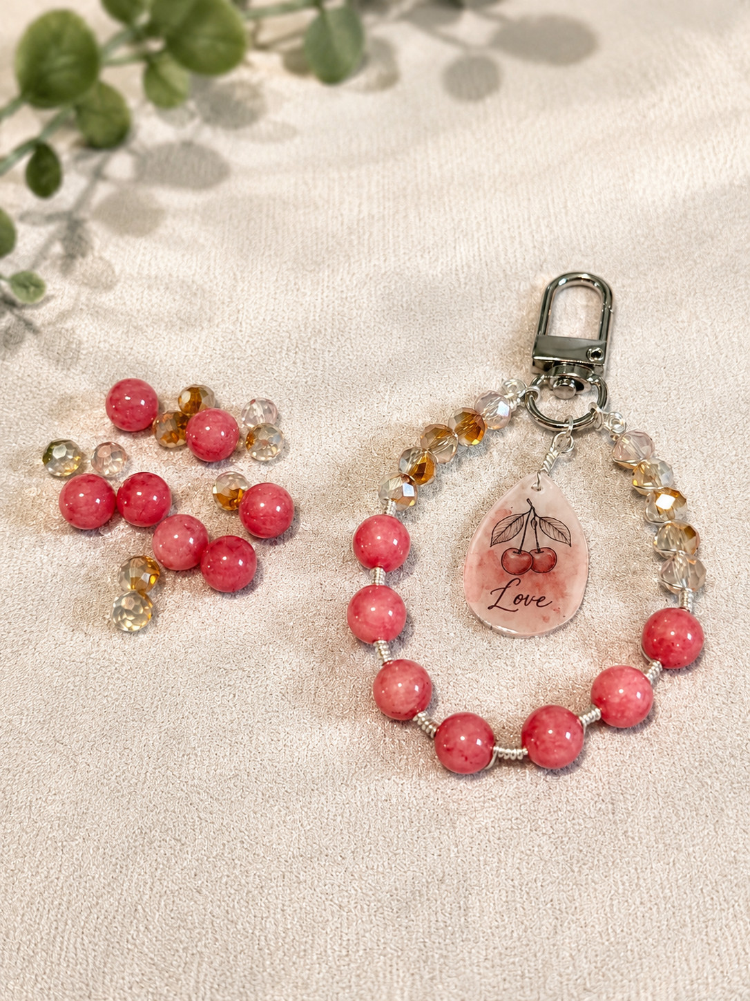 Handmade Natural Stone Fruit of the Spirit Keychain Christian Bible Verse Gift