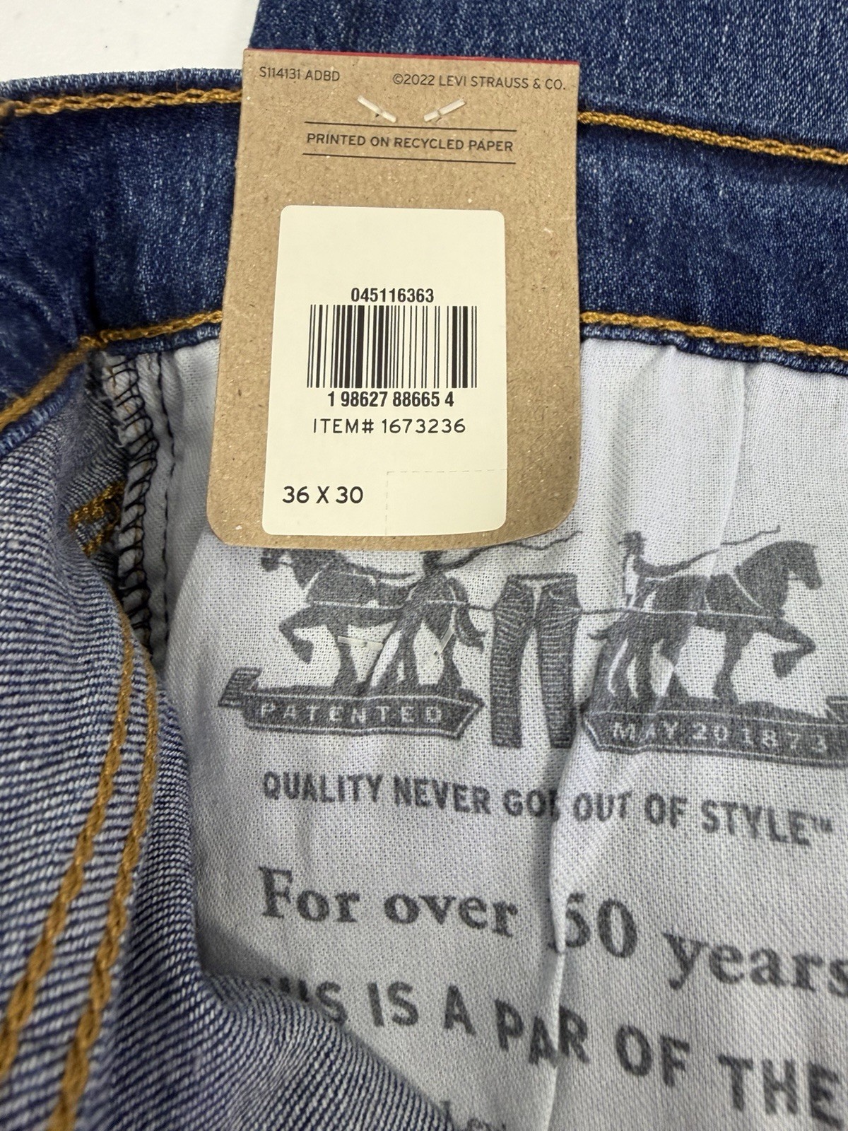 Levi’s Jeans Men’s 36X30 Slim Stretch jeans Dark Wash New With Tags
