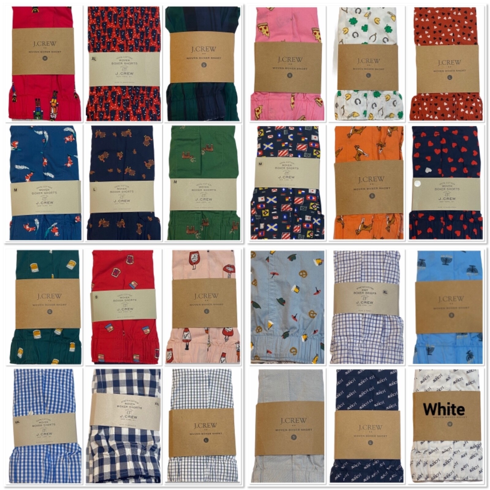 NWT J CREW Poplin Boxer Underwear XS-S-M-L-XL Assorted Colors 100% Cotton #J1
