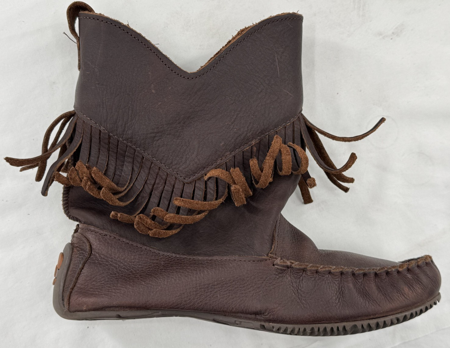 Manitobah Mukluks Indigenous Oiled Leather Dancer Boots Fringe Women’s Sz 8