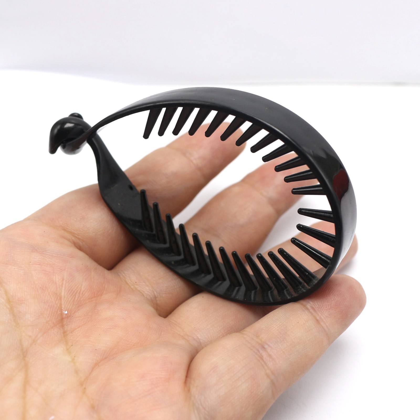 10 Pcs Black Plastic Twisted Ponytail Clip Holder Hair Claw 82mm Bun Maker