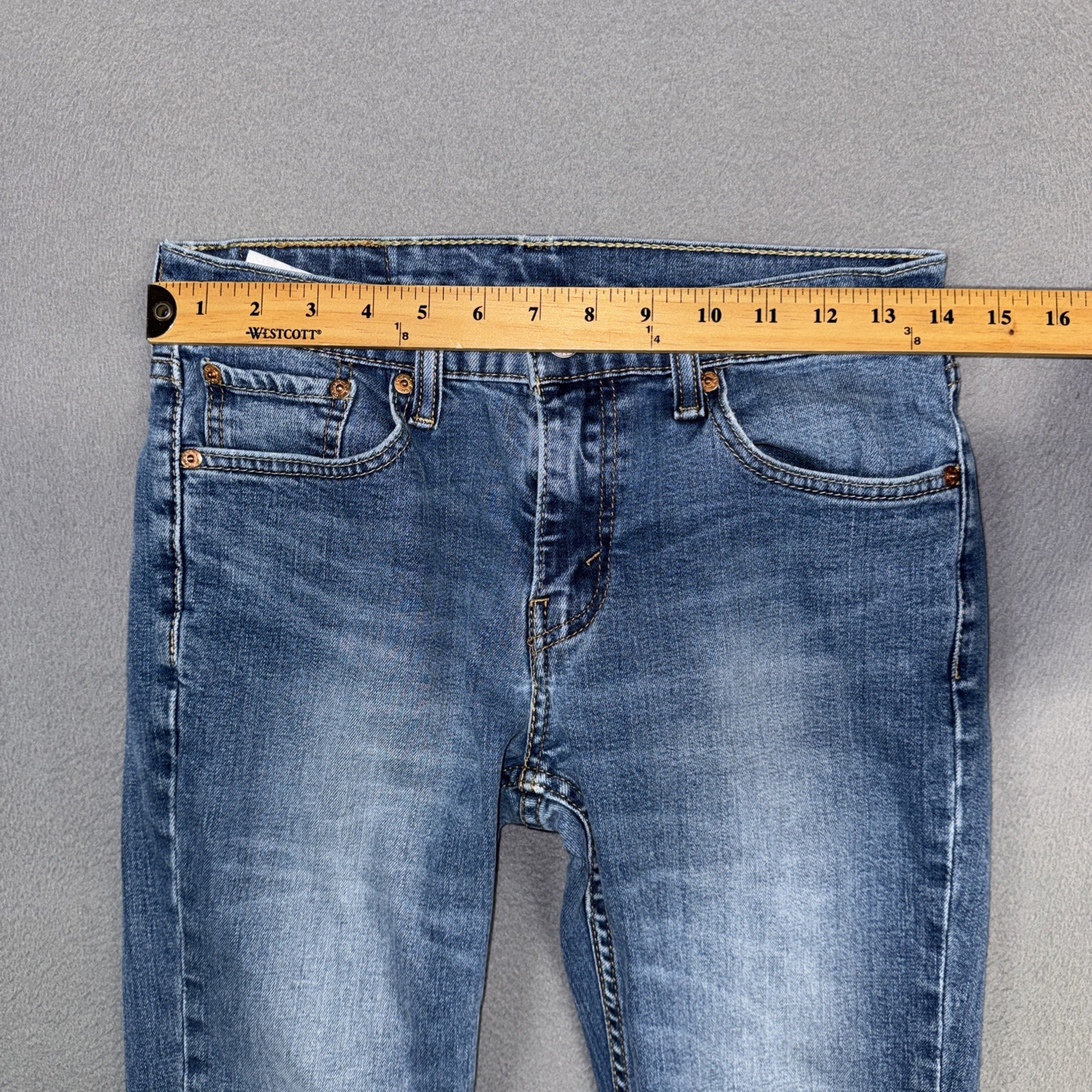Levis Jeans Mens 30×32 (Fits 28×29) Blue 511 Slim Straight Distressed Denim