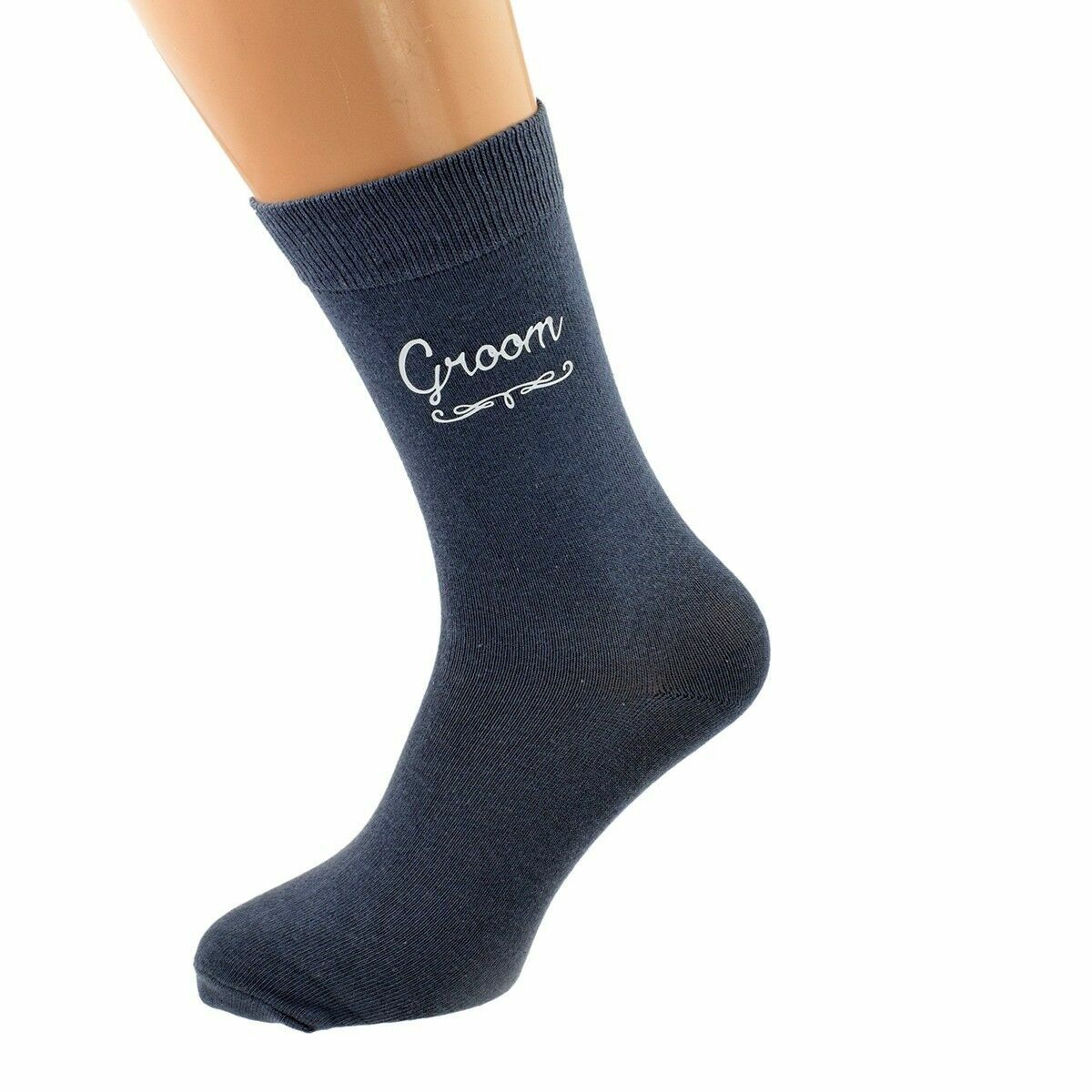 Ash Grey Script Text Design Wedding Mens Socks X6N819