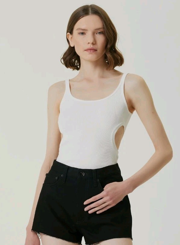 Woman’s Off-White Meteor Ribbed Tank Top Shirt Size 36IT (0US) XXS-XS White