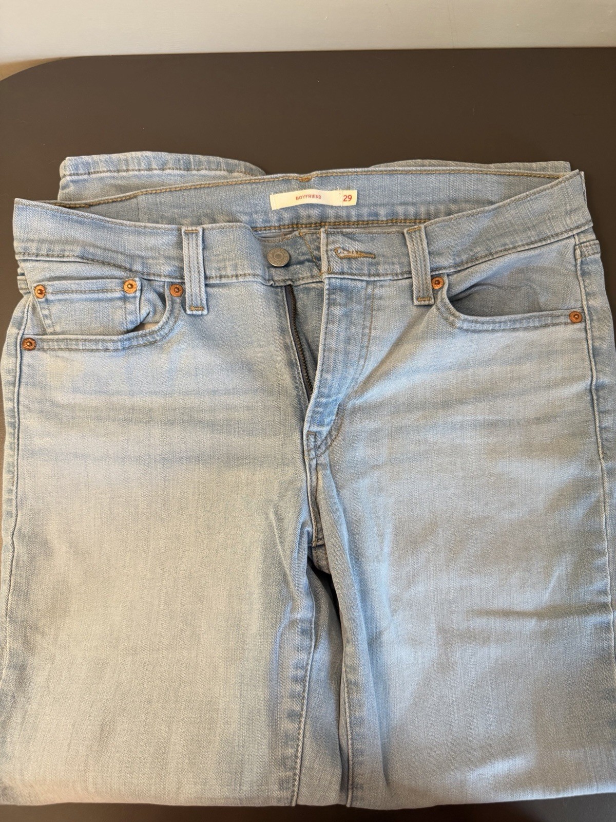 Levi’s Women’s Boyfriend Jeans Light Wash Blue Denim 5-Pocket Zip Button