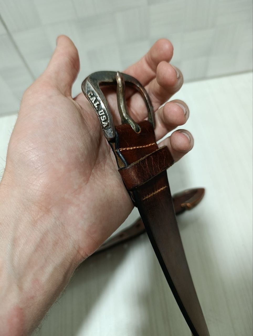 Vintage Levi’s Genuine Leather Belt Brown Made in Italy Real Leather