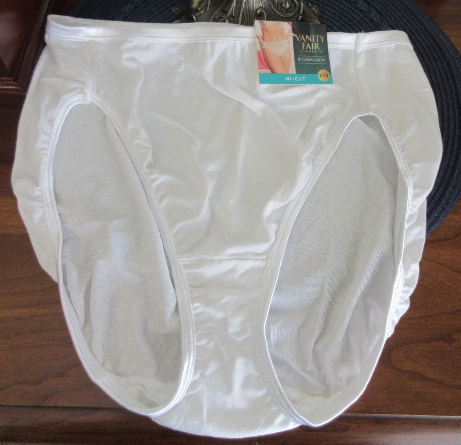 VTG WEDDING VANITY FAIR 13108 nylon stretch WHITE slek MEGA HI LEG panties 9/2XL