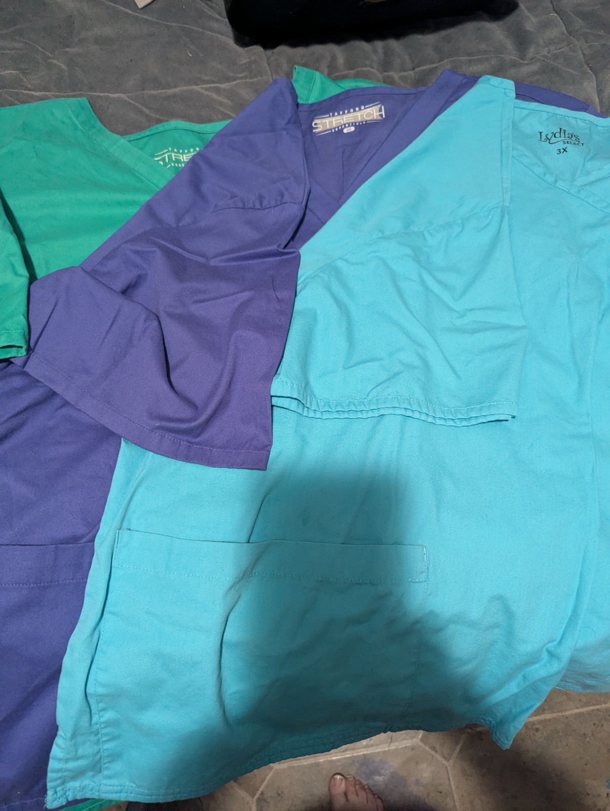 Size 3XL Assorted Colors And Brands Set Of Three Scrub Tops