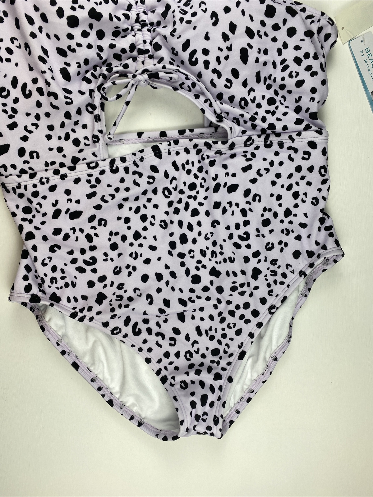 Womens Beach Betty Miracle Brands Lilac Purple Animal Print One Piece Swimsuit L