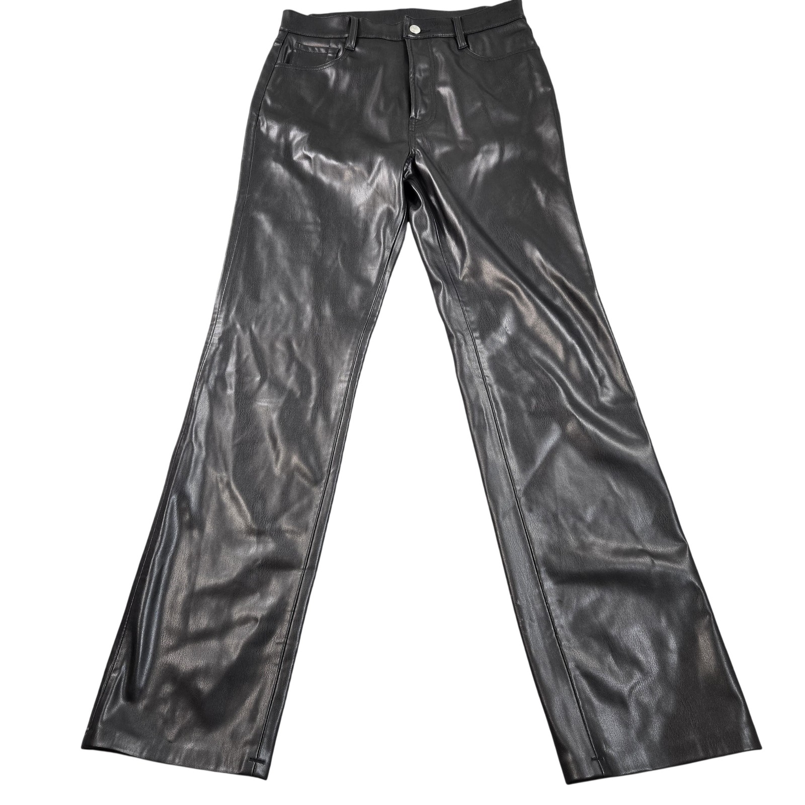 7 For All Mankind Bootcut Jeans Womens 30 Black High Rise Faux Leather Denim