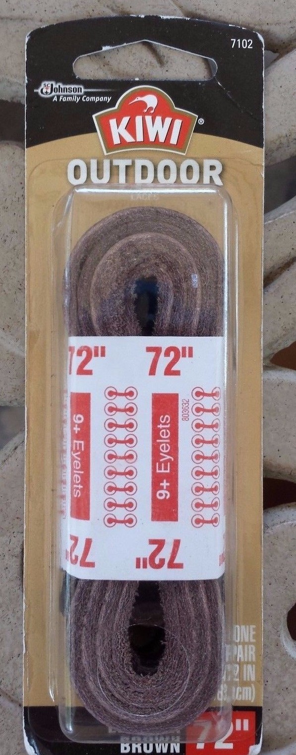 Kiwi Outdoor Boot Laces Leather Dark Brown 72 inch 9+ Eyelets One Pair