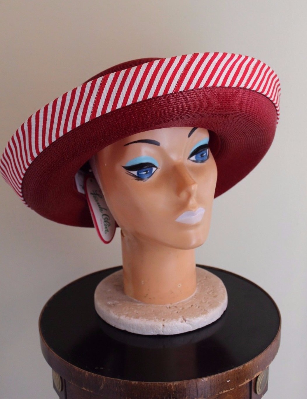 NWT Frank Olive Gold Standard Red Tightly Woven Peppermint Stripe Hat Sz XL