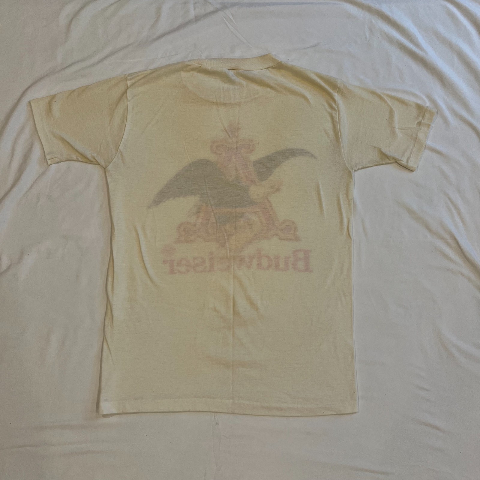 Vintage 80s Anheuser Busch Budweiser Eagle King Of Beers White Tee Size M Artex