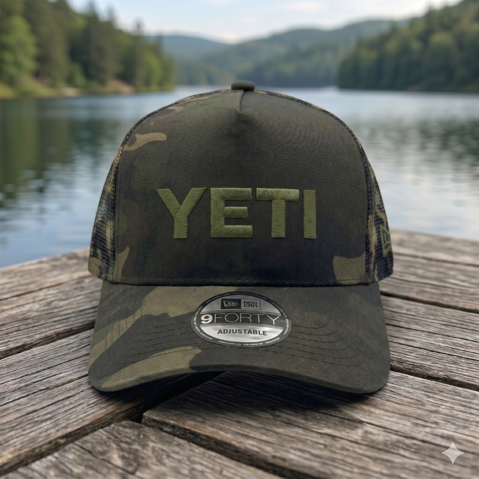 Embroidered YETI Camo Hat Outdoor Camouflage Trucker Cap