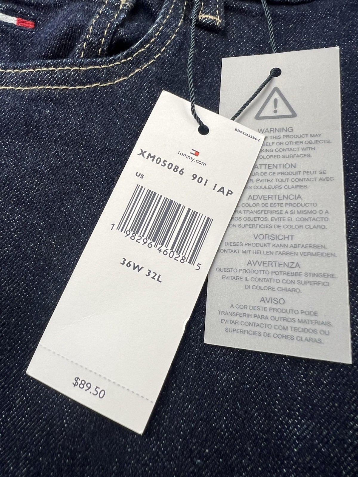Tommy Hilfiger Men’s Delgado Slim Straight Jeans W36 L32 Stretch Dark Blue NWT