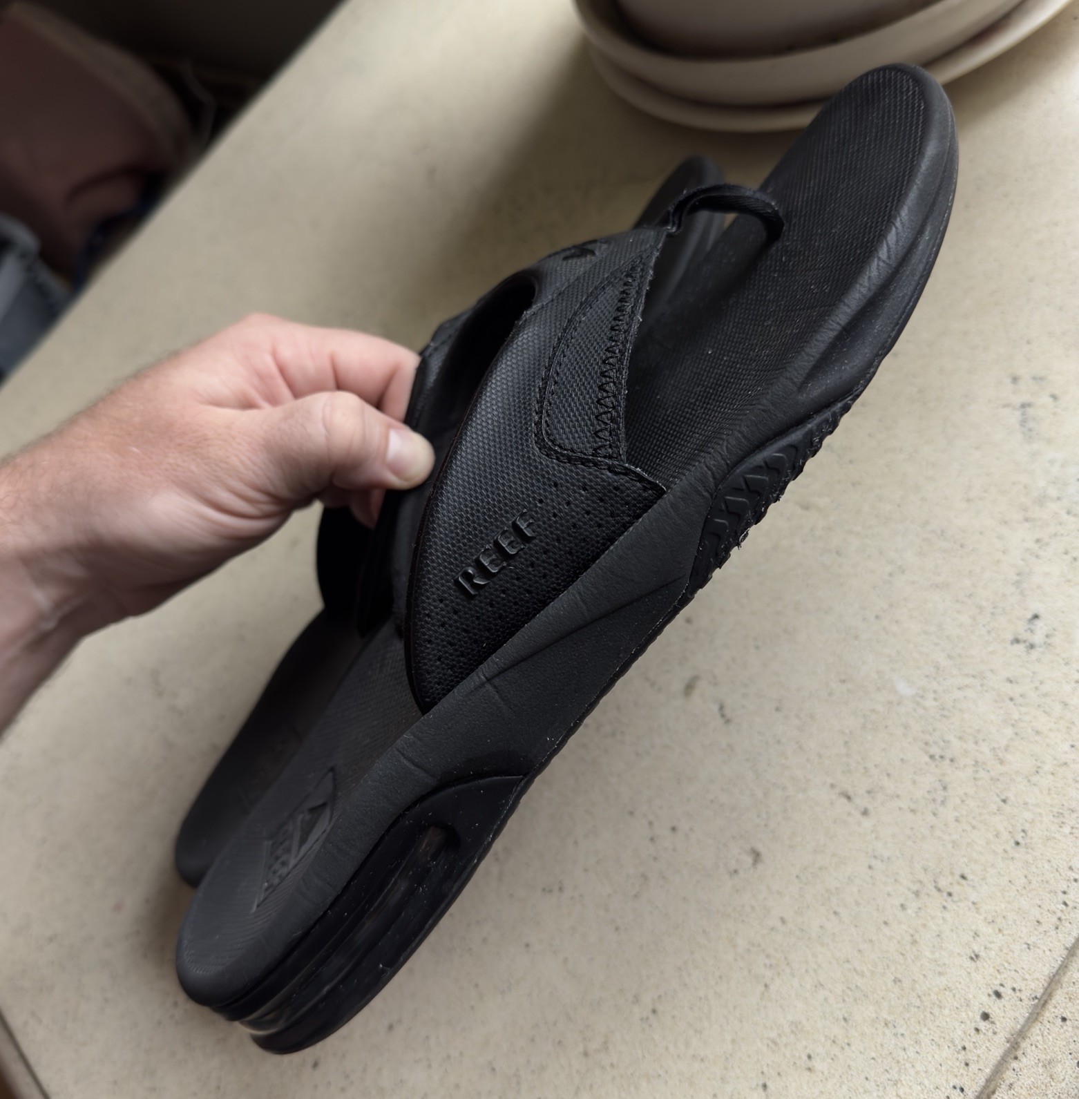 Reef Men’s Sandals 2026 RFALB Fanning Mens Size 12 All Black Flip Flop