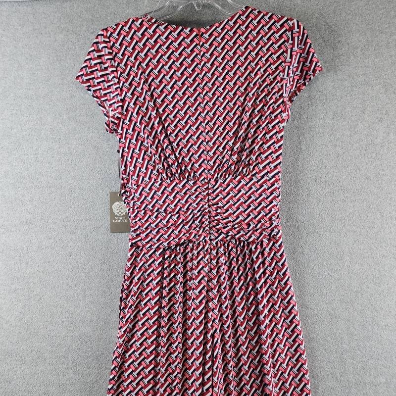 Vince Camuto Twist-Front Cap-Sleeve Jumpsuit Women’s M Red Multi Zipper Closure