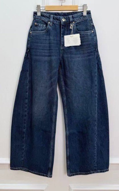 New! BRUNELLO CUCINELLI 100% COTTON WIDE BLUE JEANS PANTS SZ:USA 6
