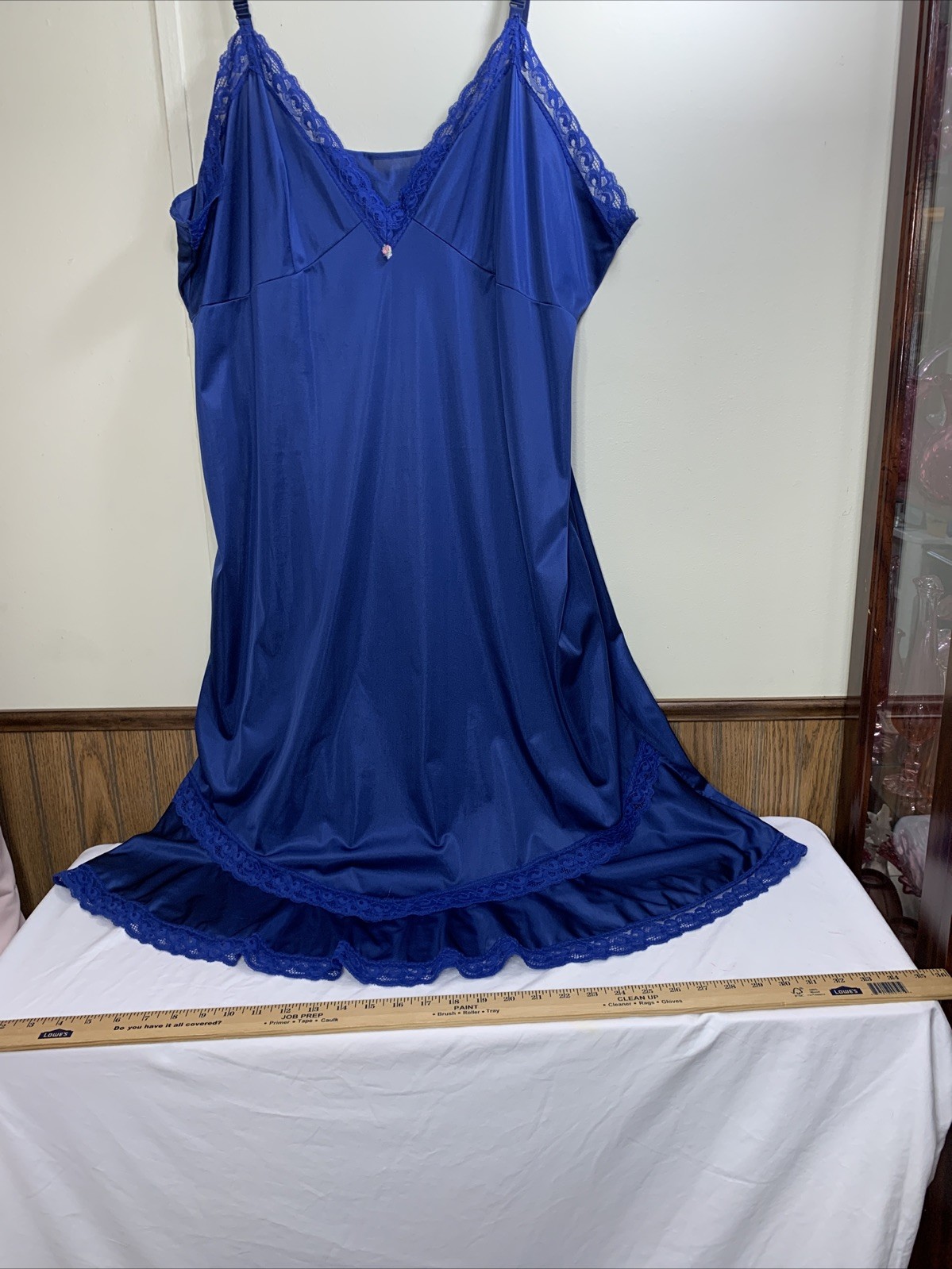 Nylon Slip Dress Plus XXL Size 54 Ribbon Bow Lace Tiered Prairie Ruffle