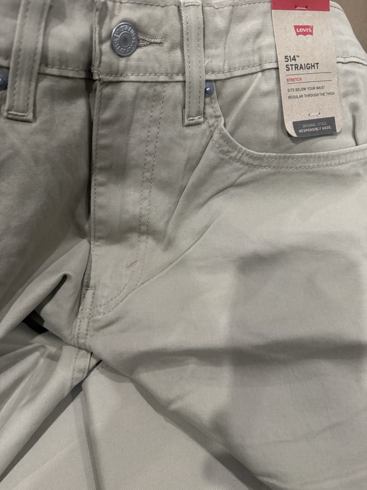 Levi’s Men’s 514 Straight Fit Stretch Jeans, Tan, 34×30 Sits Below Waist