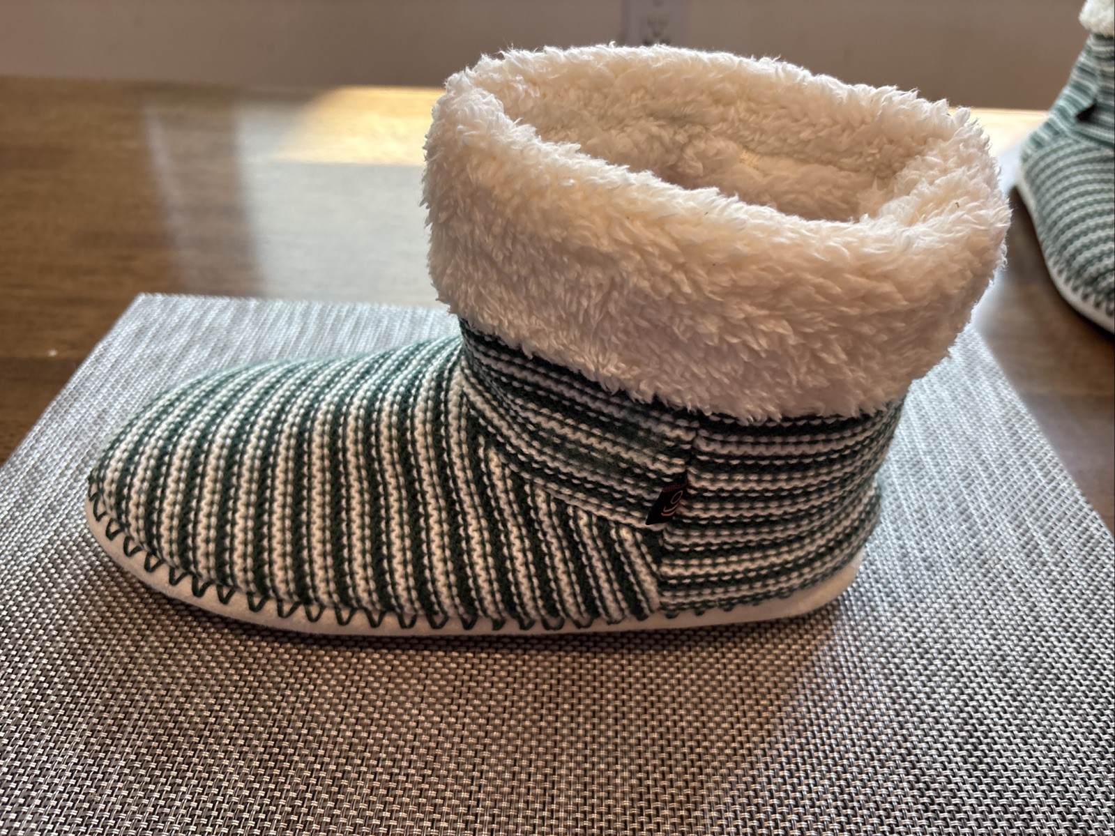 Cuddl Duds Luxe Sherpa Turn-Cuff Bootie Slipper Green