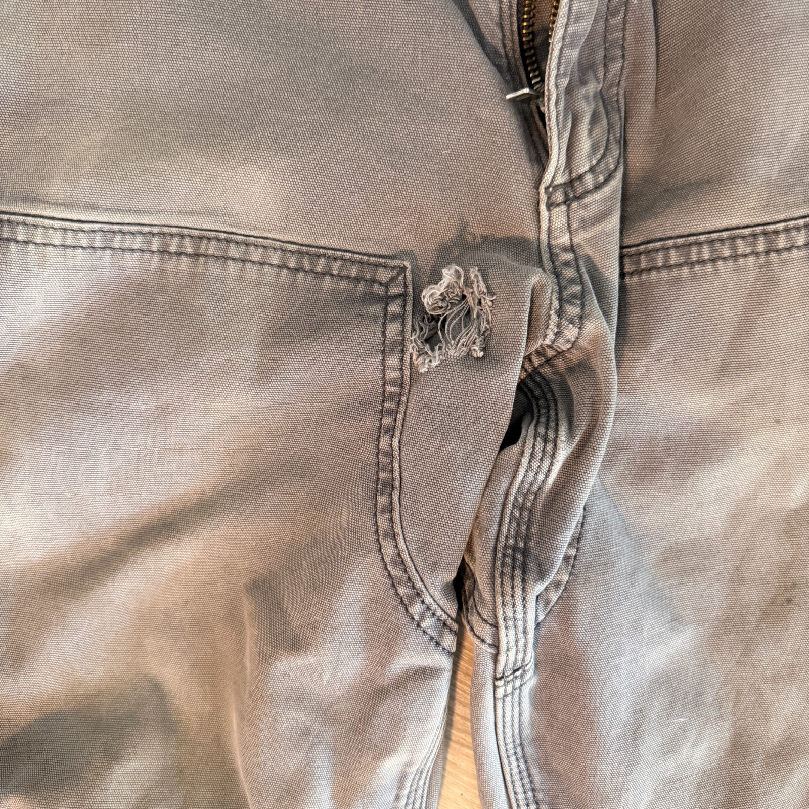 Carhartt 102802 Double Front Utility Pants Mens 31×30 Grey Shadow Distressed