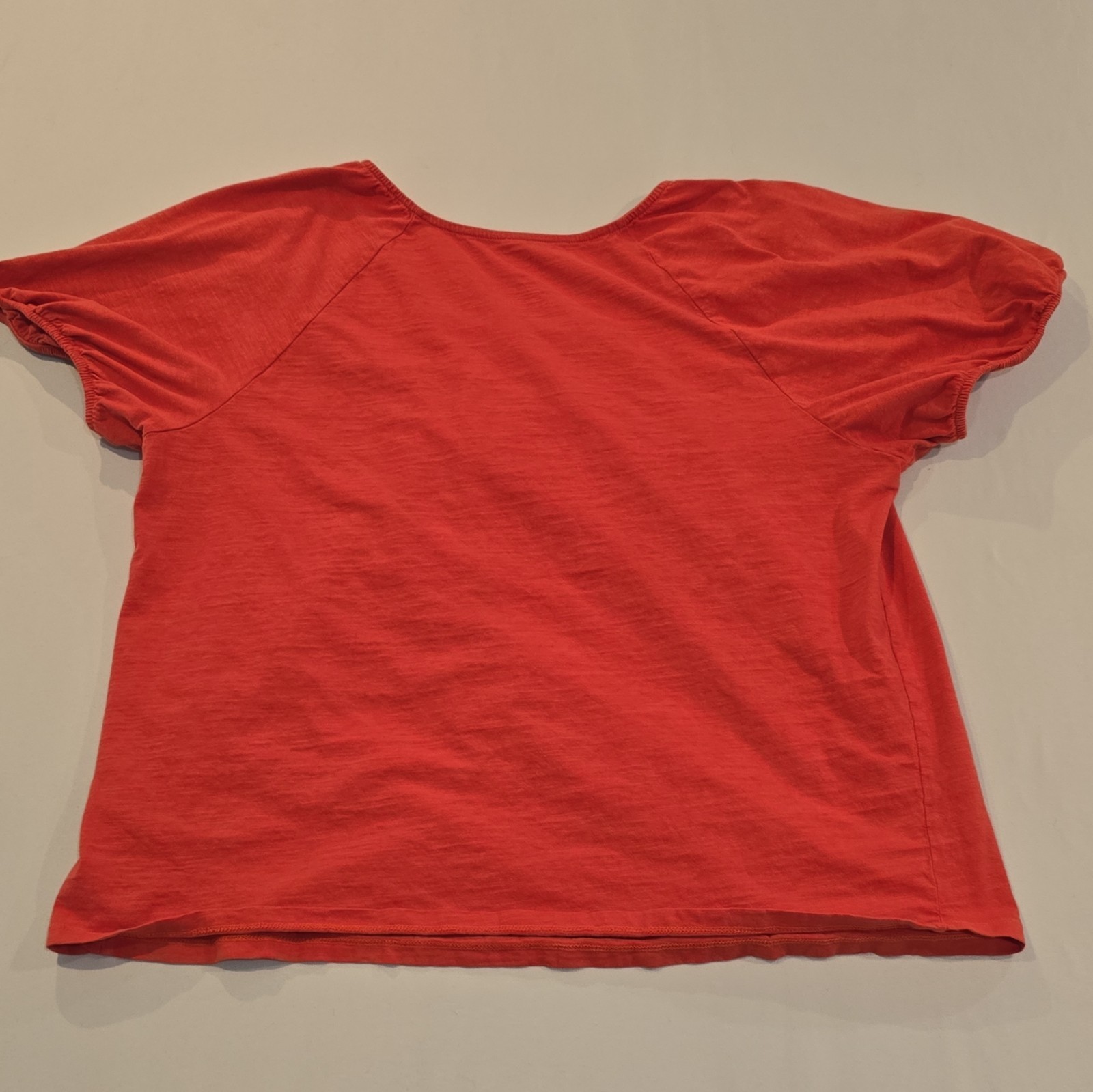 St. John’s Bay Women’s XL Red Square Neck Puff Sleeve Embroidered Peasant Top