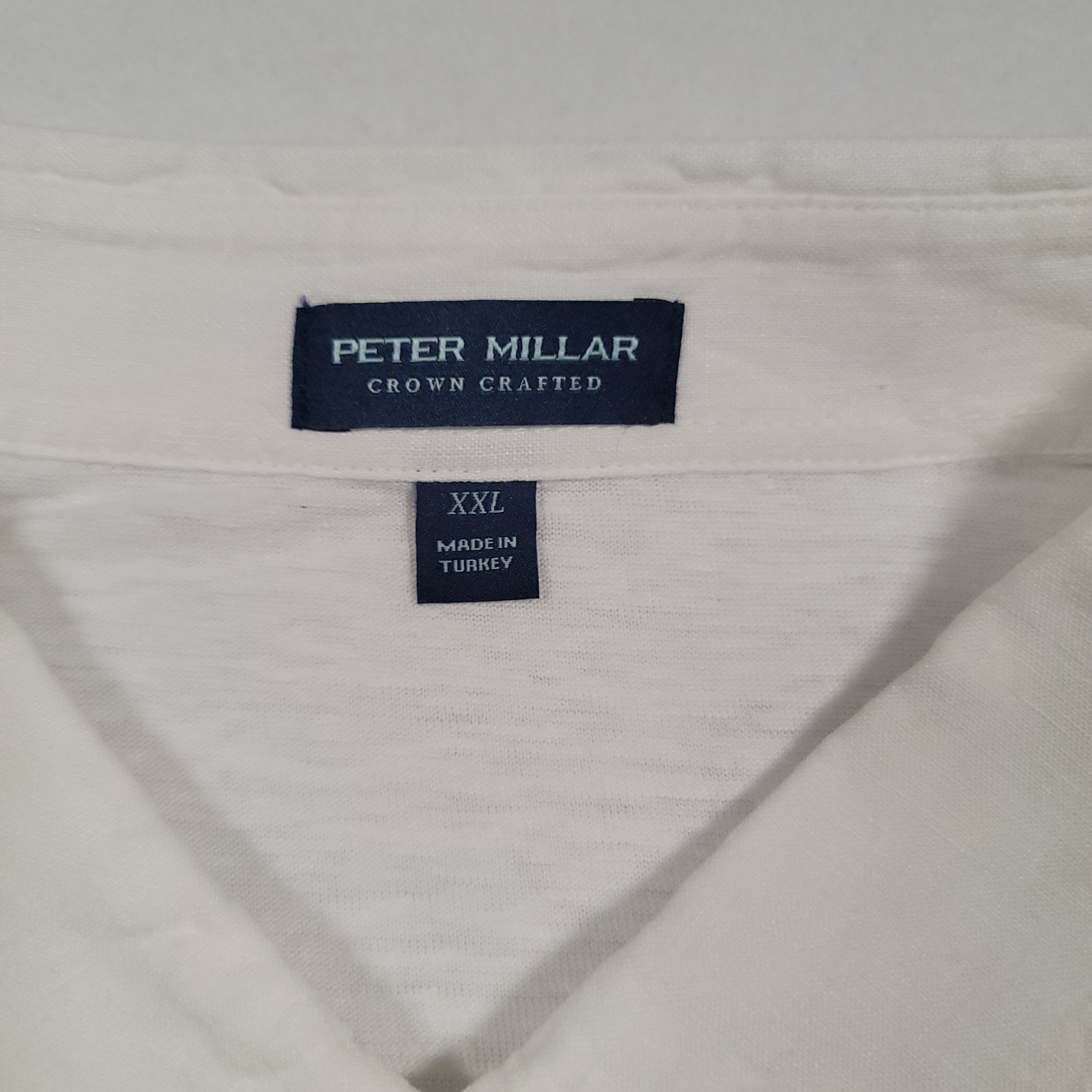 Peter Millar Crown Crafted Greystone Polo Men XXL White Almond 100% Linen