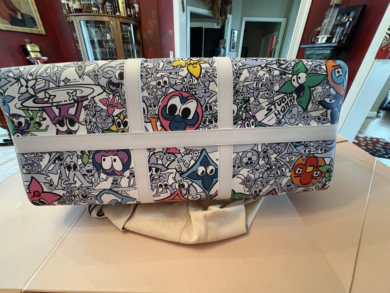 LOUIS VUITTON 2023 Comics White Multi Monogram Keepall Bandouliere 50 BRAND NEW