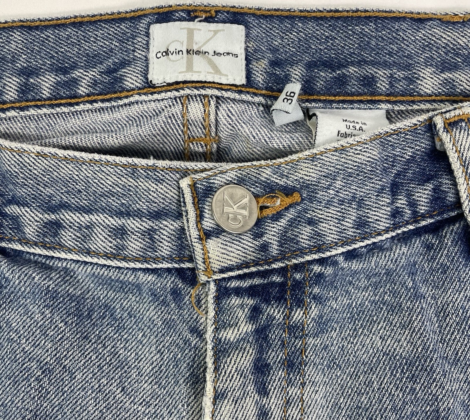 Vintage Calvin Klein Men’s 36×30 Stone Washed Blue Jeans “Fit Like 34×30”