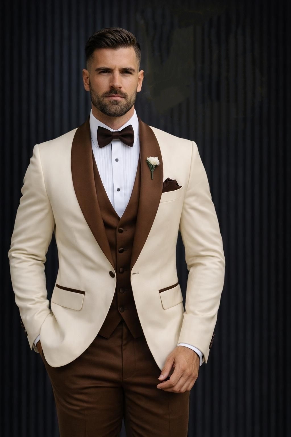 Wedding Groom 3Pcs Men’s Suits Shawl Lapel Blazer Evening Dinner Party Coat