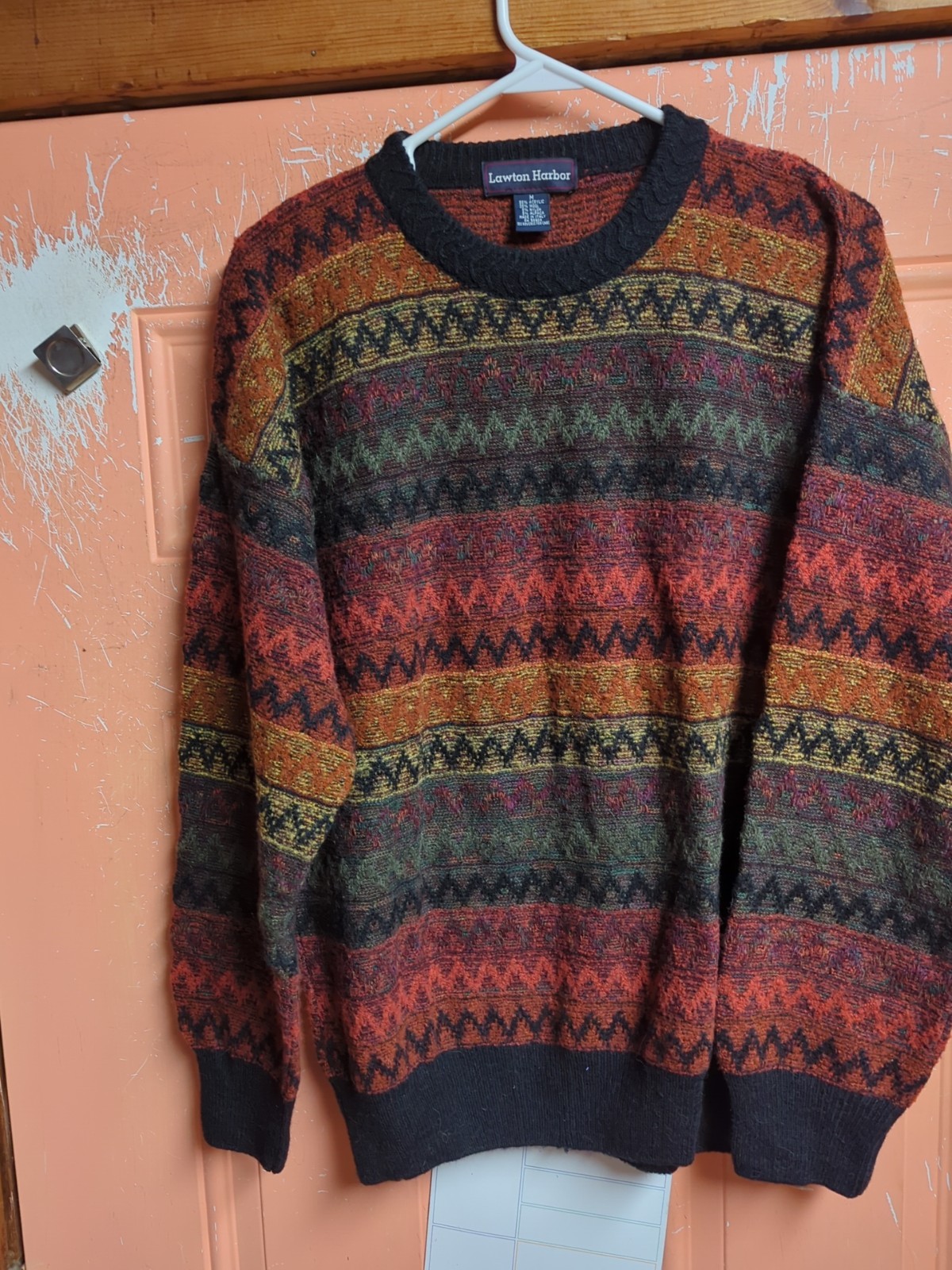Vintage Lawton Harbor Acrylic Wool Blend All Over Hip Hop Sweater Italy
